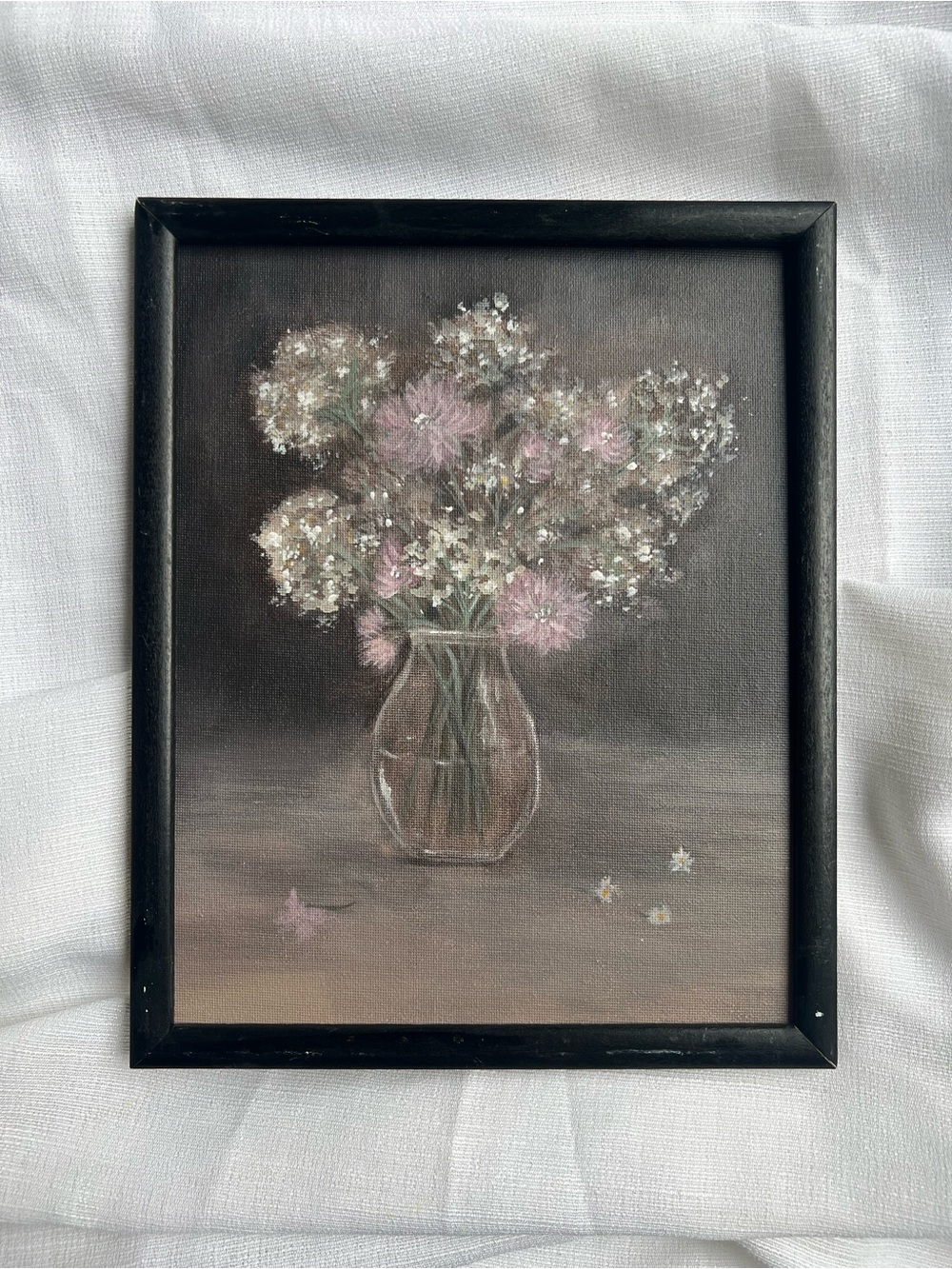 “Softly In Bloom” acrylic painting framed